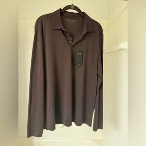 THE BARAKETT LONG-SLEEVE POLO IN CHOCOLATE by Robert Barakett